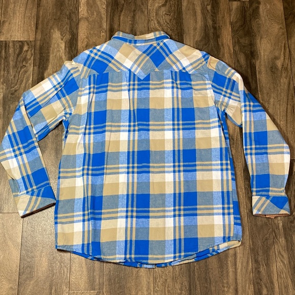 Legendary Whitetails Shirt Mens Large Blue Plaid Buck Camp Flannel Corduroy - Picture 2 of 12